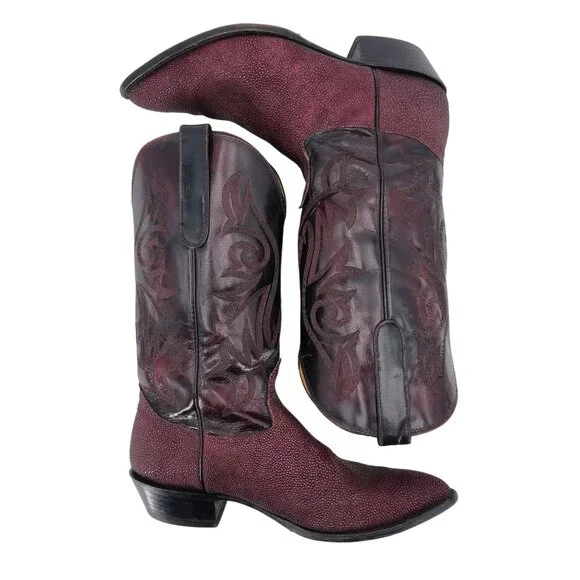 Nocona Stingray Red Mens Size 11.5D Maroon Burgundy Leather Cowboy Western Boots - Picture 8 of 16